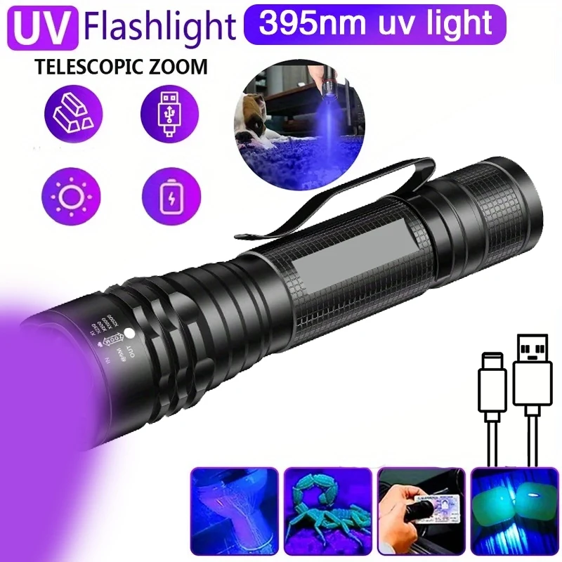 395 нм светодиодный УФ-фонарик 300LM Blacklight Ультрафиолетовый EDC фонарь с боковым зажимом Фиолетовый свет Детектор мочи скорпиона домашних животных УФ-лампа
395 нм светодиодный УФ-фонарик 300LM Blacklight Ультрафиолетовый EDC фонарь с боковым зажимом Фиолетовый свет Детектор мочи скорпиона домашних животных УФ-лампа