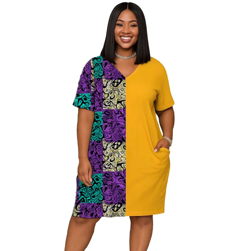 V Neck Dress African Couture Patchwork Design Yellow/Wax Mixed Original Design Elegant Print Women's Ankara Outfit Customized
V Neck Dress African Couture Patchwork Design Yellow/Wax Mixed Original Design Elegant Print Women's Ankara Outfit Customized