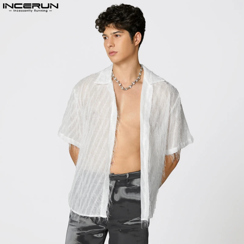 INCERUN Men Shirt Tassel Chiffon Transparent Lapel Short Sleeve Sexy Men Clothing Summer Streetwear 2026 Party Fashion Camisas
INCERUN Men Shirt Tassel Chiffon Transparent Lapel Short Sleeve Sexy Men Clothing Summer Streetwear 2026 Party Fashion Camisas