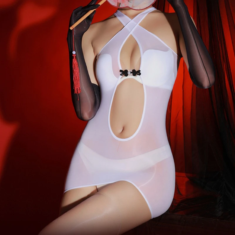 Womens Sexy Cross Halter Neck Short Skirt Oil Shiny Glossy Dress See-through Backless Porno Lingerie Fun Buttocks Nightdress
Womens Sexy Cross Halter Neck Short Skirt Oil Shiny Glossy Dress See-through Backless Porno Lingerie Fun Buttocks Nightdress