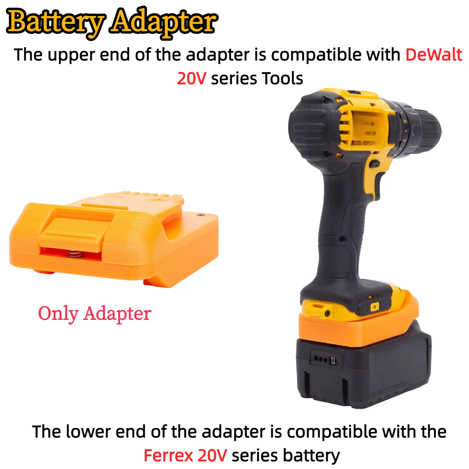Battery Adapter/Converter for Aldi Ferrex Active Energy 20V Li-ion Battery TO DeWalt 20V Cordless Tools(Only Adapter)
Battery Adapter/Converter for Aldi Ferrex Active Energy 20V Li-ion Battery TO DeWalt 20V Cordless Tools(Only Adapter)