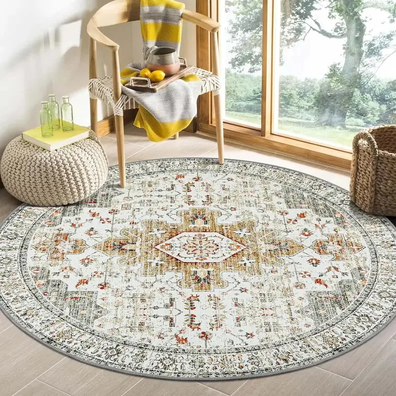 VIKAMA Vintage Ethnic Round Rug, Living Room Rug, Stain-Resistant, Wear-Resistant, Non-Slip Home Decor Floor Mat
VIKAMA Vintage Ethnic Round Rug, Living Room Rug, Stain-Resistant, Wear-Resistant, Non-Slip Home Decor Floor Mat