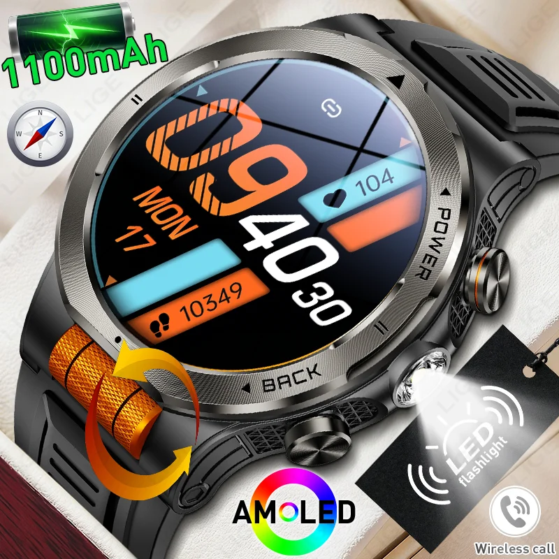 LIGE 2026 New Military 1100mAh Battery Smart Watch Men Heart Rate 3ATM Waterproof Tactical LED Flashlight Compass Sport Bracelet
LIGE 2026 New Military 1100mAh Battery Smart Watch Men Heart Rate 3ATM Waterproof Tactical LED Flashlight Compass Sport Bracelet