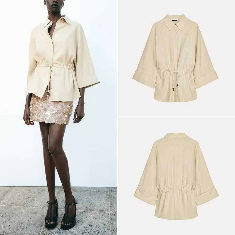 Spring 2025 Women's Linen Blend Long Sve irt Dstring Design Street Sle Ladies Faion Z Brand New Arrival
Spring 2025 Women's Linen Blend Long Sve irt Dstring Design Street Sle Ladies Faion Z Brand New Arrival