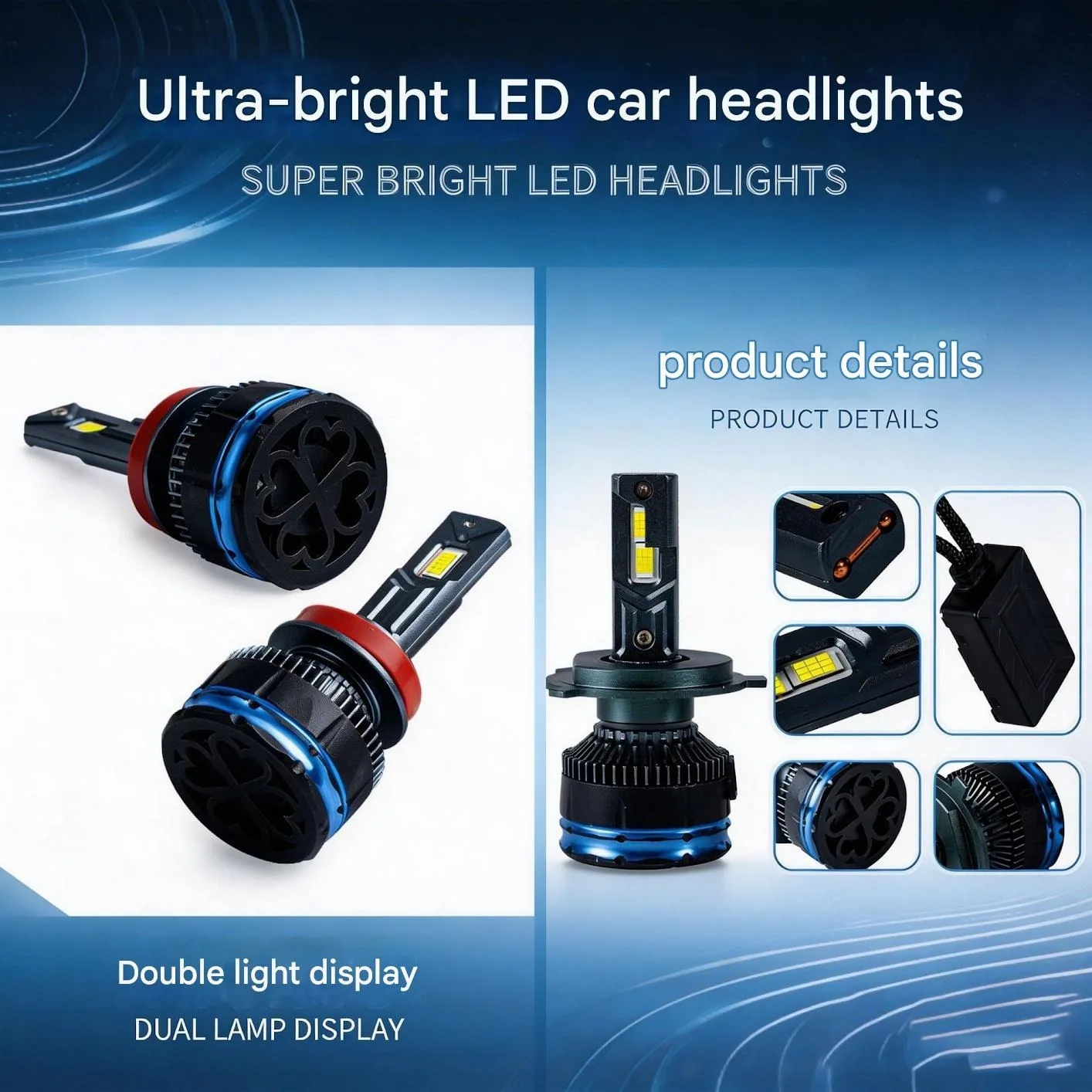 XTG Dual Copper Tube LED Car Headlight Bulbs H7 H11 H4 9005 9006 High Power Super Bright Auto Front Lamp Universal Retrofit 12V
XTG Dual Copper Tube LED Car Headlight Bulbs H7 H11 H4 9005 9006 High Power Super Bright Auto Front Lamp Universal Retrofit 12V
