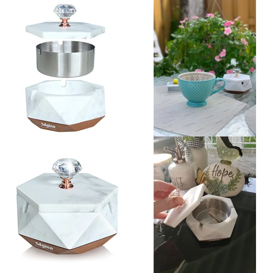 Ashtray with Lid, Decorative Ashtray for Cigarette Smokers with Removable Liner, Easy to Clean, Covered Ash Trays, Home Ashtrays for Smokers Indoor/Outdoor Use
Ashtray with Lid, Decorative Ashtray for Cigarette Smokers with Removable Liner, Easy to Clean, Covered Ash Trays, Home Ashtrays for Smokers Indoor/Outdoor Use