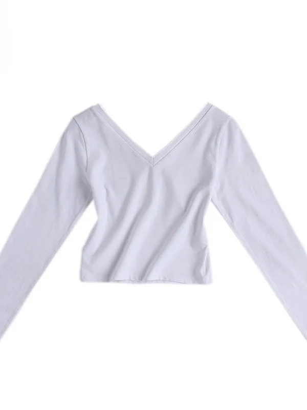 Women's V-Neck Bottoming Shirt Tight-Fitting Autumn Winter Long Sleeve Ultra-Short Cotton Linen Cleanfit Color T-Shirt
Women's V-Neck Bottoming Shirt Tight-Fitting Autumn Winter Long Sleeve Ultra-Short Cotton Linen Cleanfit Color T-Shirt