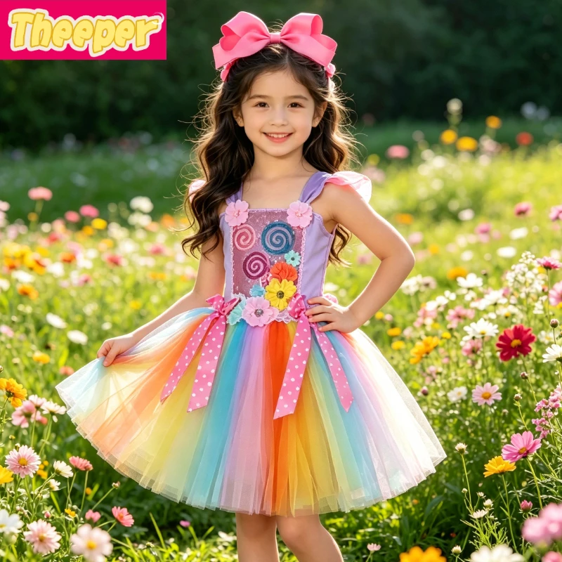 Sweet Treat Themed Ballet Tulle Outfit Adorned with Colorful Blooms, Lollipop and Donut Details for Holiday Gathering and Themed
Sweet Treat Themed Ballet Tulle Outfit Adorned with Colorful Blooms, Lollipop and Donut Details for Holiday Gathering and Themed