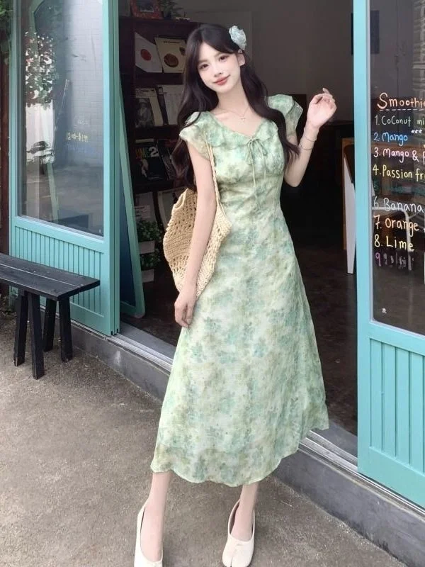 Floral Print Maxi Dress Women's Summer 2025 Waist Cinched Slimming Tie Unique Puff Sleeve Tea Break Dress V-Neck Short Sleeve
Floral Print Maxi Dress Women's Summer 2025 Waist Cinched Slimming Tie Unique Puff Sleeve Tea Break Dress V-Neck Short Sleeve