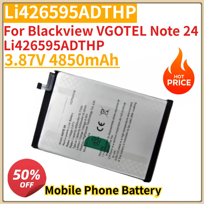 High Quality New Li426595ADTHP 3.87V 4850mAh Mobile Phone Battery For Blackview VGOTEL Note 24 Li426595ADTHP Replacement Battery
High Quality New Li426595ADTHP 3.87V 4850mAh Mobile Phone Battery For Blackview VGOTEL Note 24 Li426595ADTHP Replacement Battery