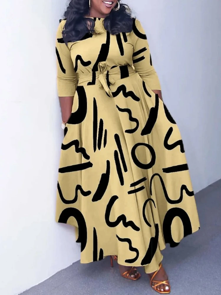 Women's 2025 Autumn New Style Fashionable Elegant Temperament Fashionable Printed Strap Waist Large Skirt Large Size Dress S-3XL
Women's 2025 Autumn New Style Fashionable Elegant Temperament Fashionable Printed Strap Waist Large Skirt Large Size Dress S-3XL