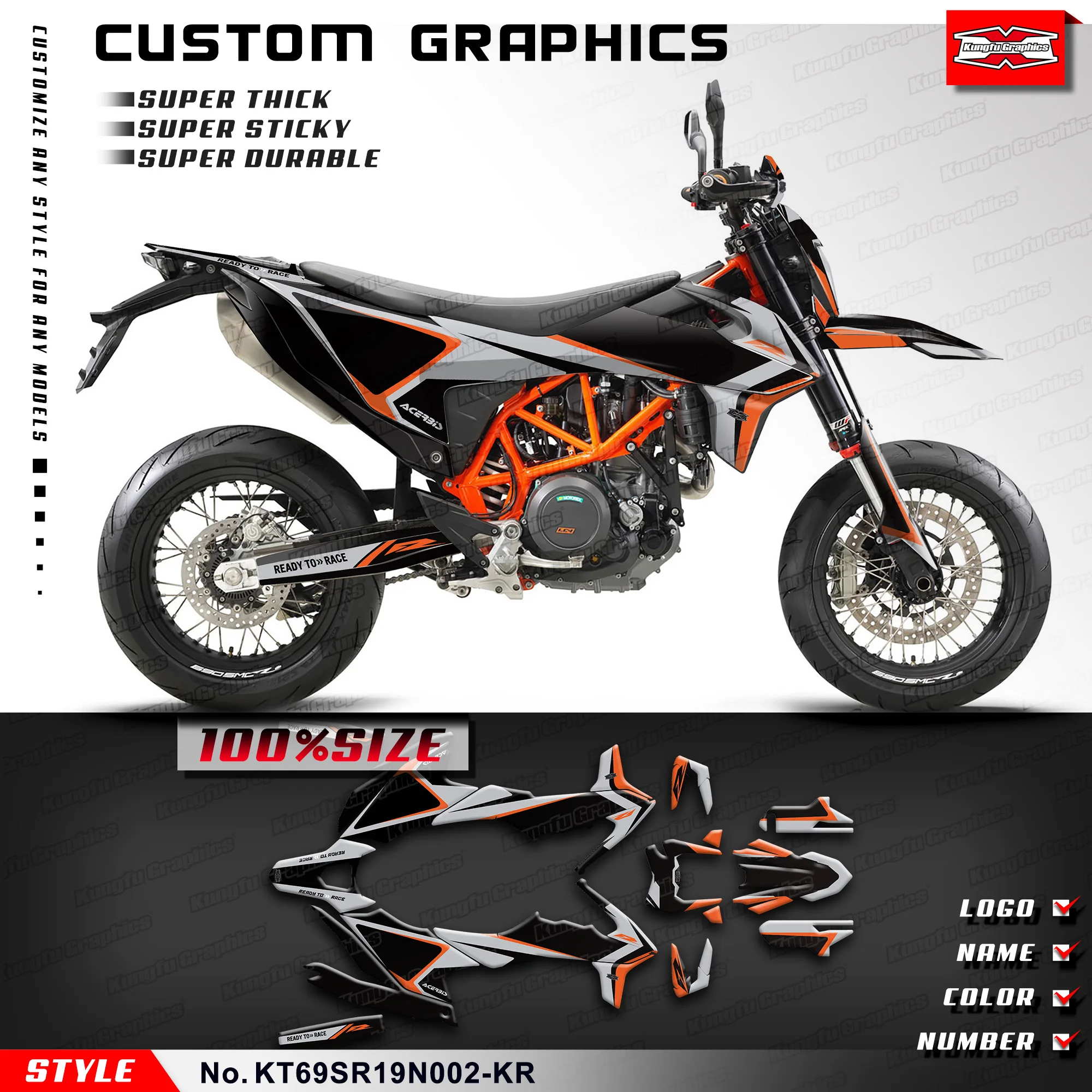 Набор графических наклеек KUNGFU GRAPHICS для KTM 690 SMC R 690 Enduro R 2019 2020 2021 2022 2023 2024, щит 
Набор графических наклеек KUNGFU GRAPHICS для KTM 690 SMC R 690 Enduro R 2019 2020 2021 2022 2023 2024, щит