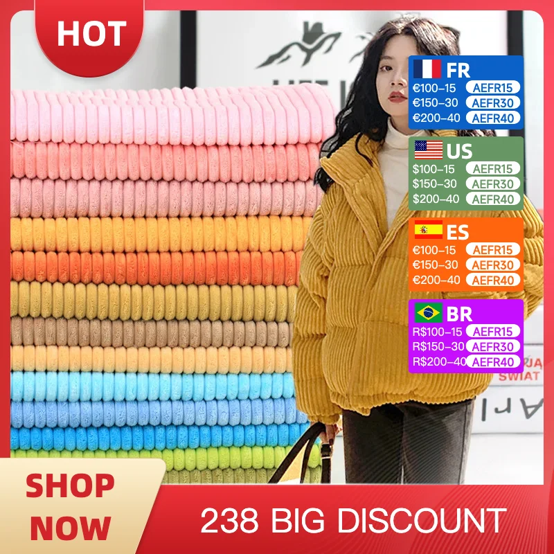 Corduroy Fabric Thick Wide striped Polyester Nylon Corduroy Fabric DIY Warm coat clothing knitted Handmade sewing Sofa pillow
Corduroy Fabric Thick Wide striped Polyester Nylon Corduroy Fabric DIY Warm coat clothing knitted Handmade sewing Sofa pillow