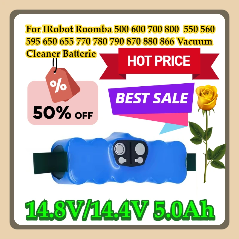 For IRobot Roomba 500 600 700 800 550 560 595 650 655 770 780 790 870 880 866 Vacuum Cleaner 14.8V/14.4V 5.0Ah Batterie
For IRobot Roomba 500 600 700 800 550 560 595 650 655 770 780 790 870 880 866 Vacuum Cleaner 14.8V/14.4V 5.0Ah Batterie
