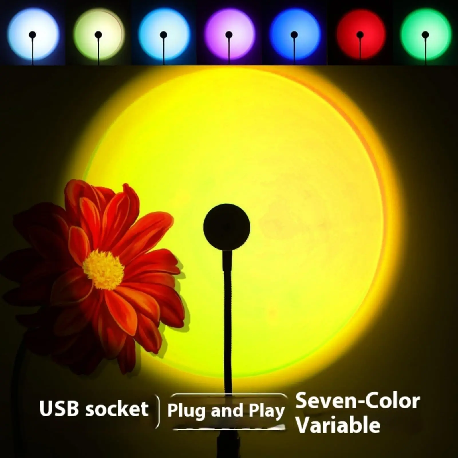USB Sunset Projection Lamp Multi-Angle Rotatable Atmosphere Light Romantic Rainbow Night Light for Bedroom Living Room Decor
USB Sunset Projection Lamp Multi-Angle Rotatable Atmosphere Light Romantic Rainbow Night Light for Bedroom Living Room Decor