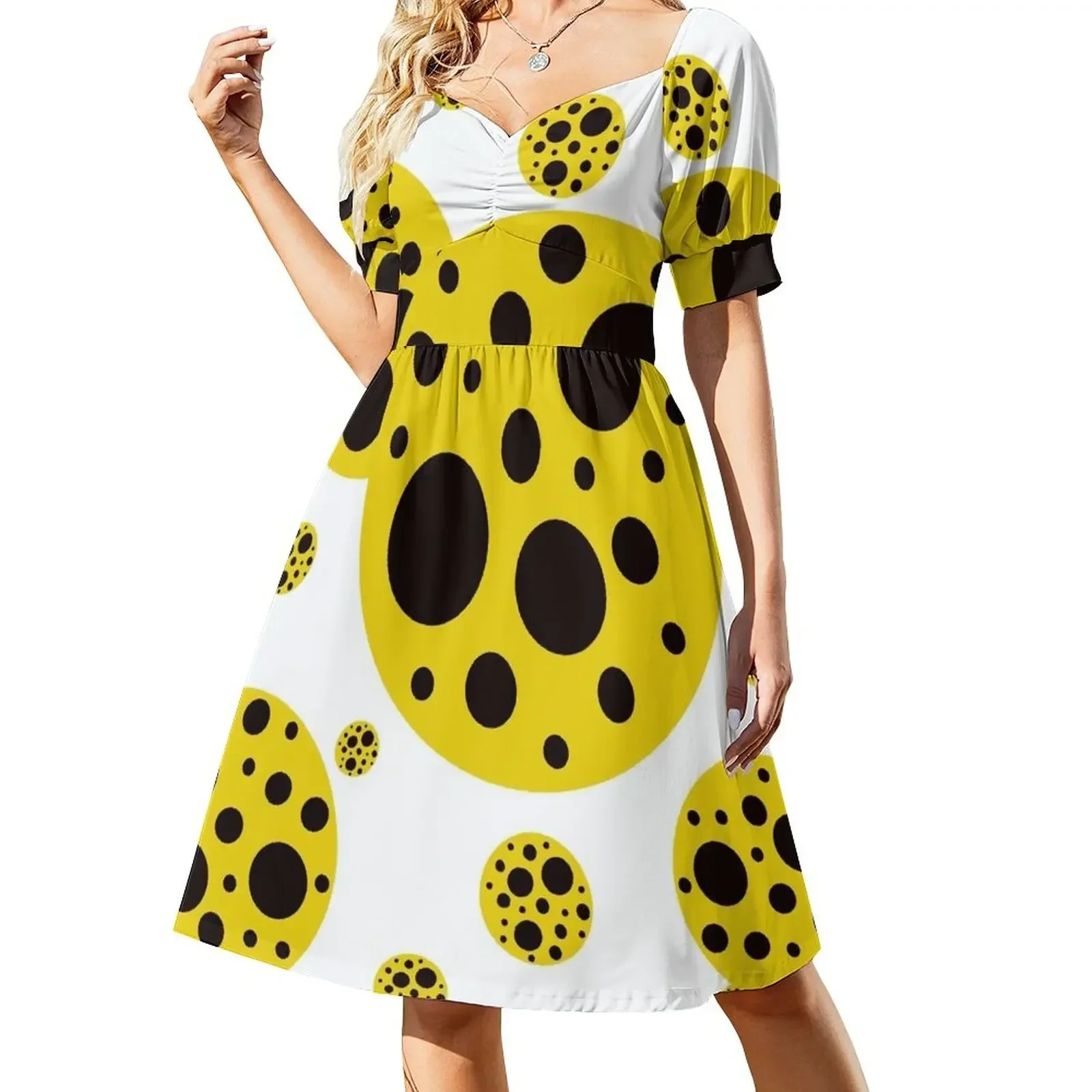 yellow and black polka dot design pattern Short-Sleeved Dress women's elegant loose dresses bandage dress
yellow and black polka dot design pattern Short-Sleeved Dress women's elegant loose dresses bandage dress