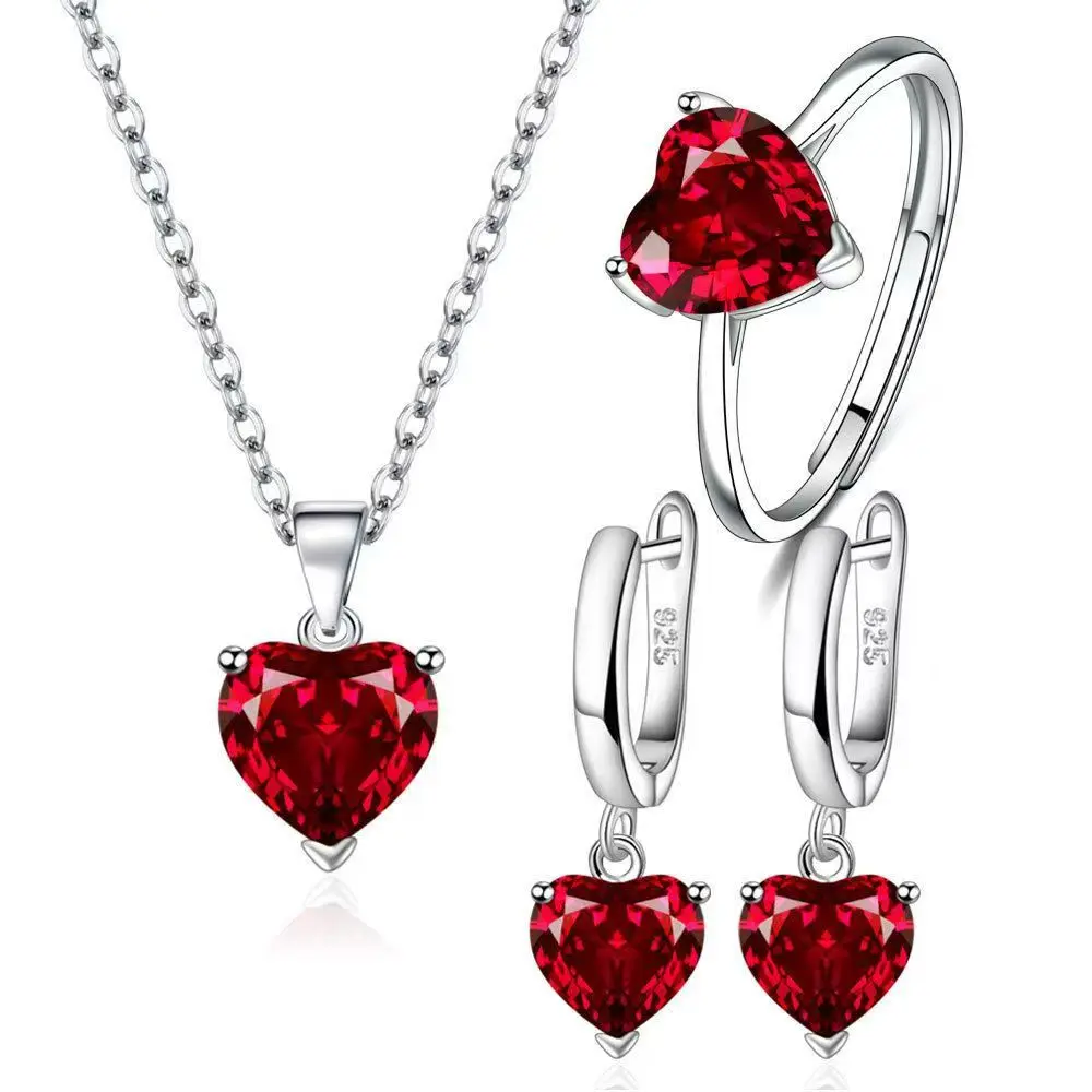 Exquisite Love Zircon Earrings Women's Creative Adjustable Ring Heart-Shaped Pendant Necklace Three-Piece Set Elegant and Easiest for Match
Exquisite Love Zircon Earrings Women's Creative Adjustable Ring Heart-Shaped Pendant Necklace Three-Piece Set Elegant and Easiest for Match