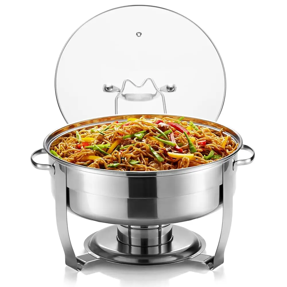 Chafing Dish For Buffet Set, Catering Food Warmers, Round Dishes, Warmer Tray, Stainl Steel With Glass Lid And Lid Holder, For
Chafing Dish For Buffet Set, Catering Food Warmers, Round Dishes, Warmer Tray, Stainl Steel With Glass Lid And Lid Holder, For