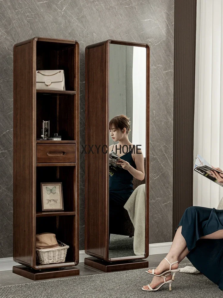 Black Walnut Wooden Dressing Mirror Rotary Multifunctional Storage Fitting Nordic Full Body Floor Mirror
Black Walnut Wooden Dressing Mirror Rotary Multifunctional Storage Fitting Nordic Full Body Floor Mirror