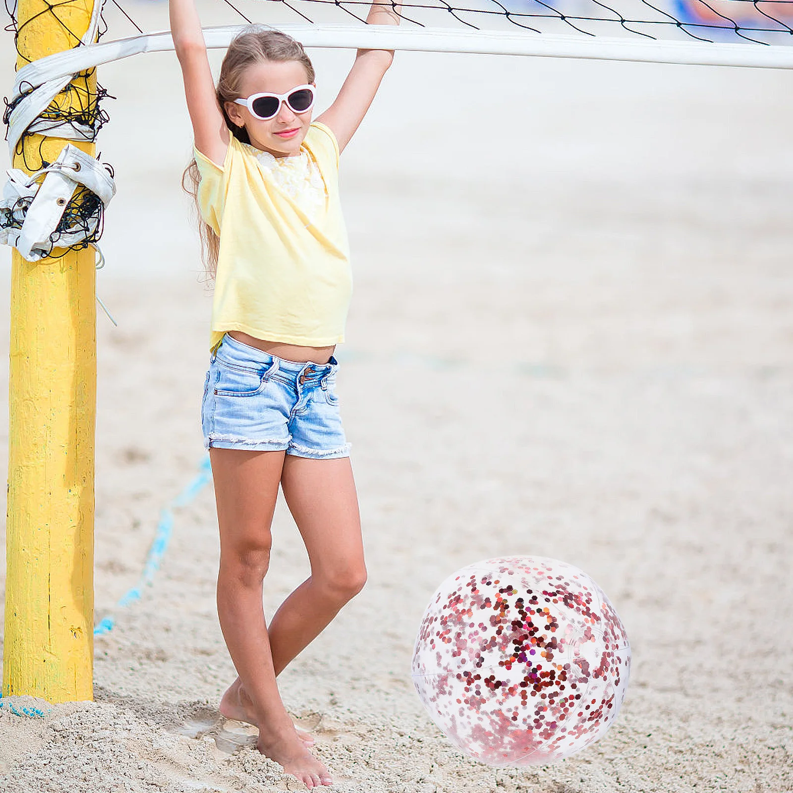 Round Transparent Outdoor Indoor Glitter Ball Golden Sequin Beach Ball Pump Confidence Skill Development Catch Throw
Round Transparent Outdoor Indoor Glitter Ball Golden Sequin Beach Ball Pump Confidence Skill Development Catch Throw