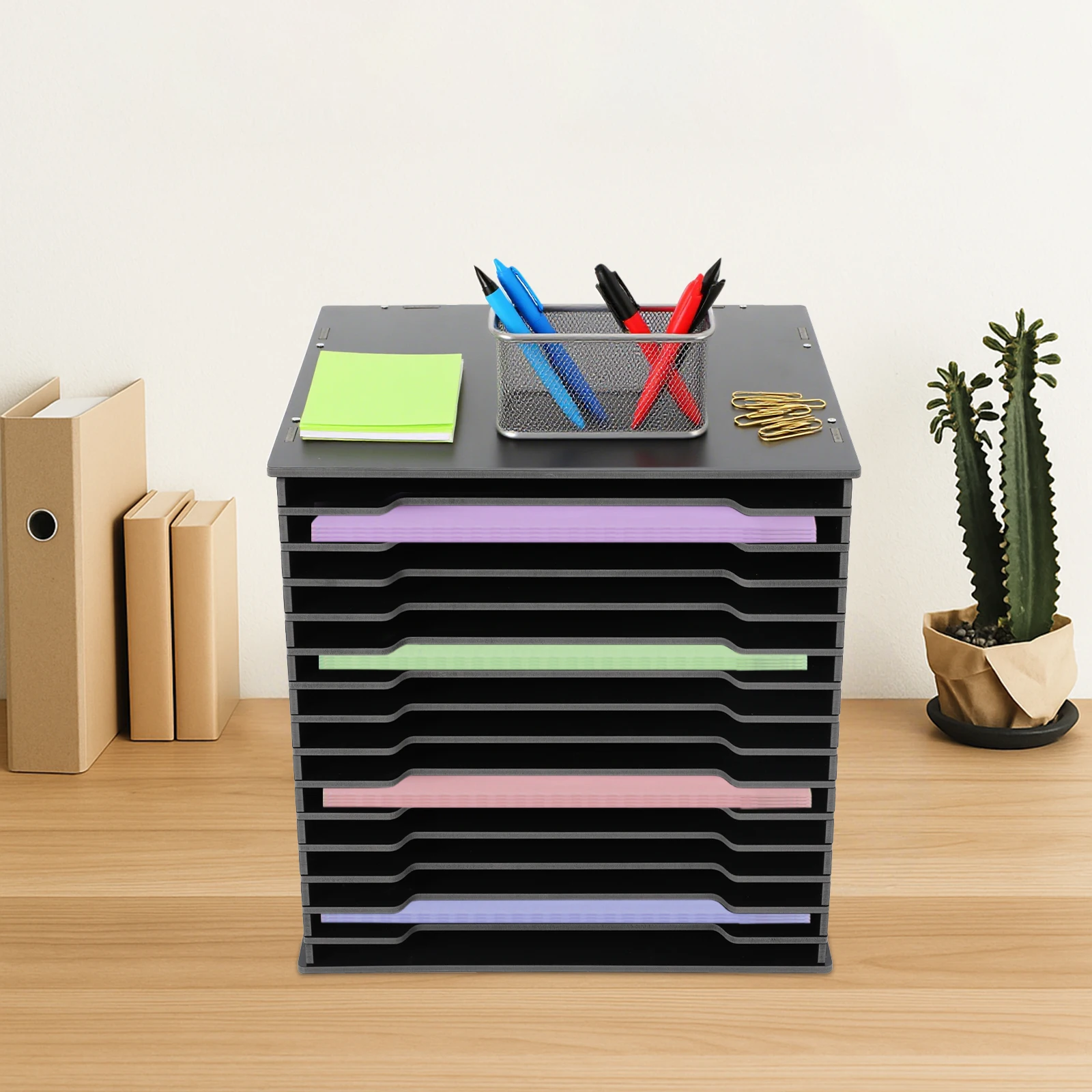 15 Slots File Storage Cabinet, Document Holder with Dual-Handle, Desktop Scrapbook Paper Organizer Rack For Home, Office
15 Slots File Storage Cabinet, Document Holder with Dual-Handle, Desktop Scrapbook Paper Organizer Rack For Home, Office