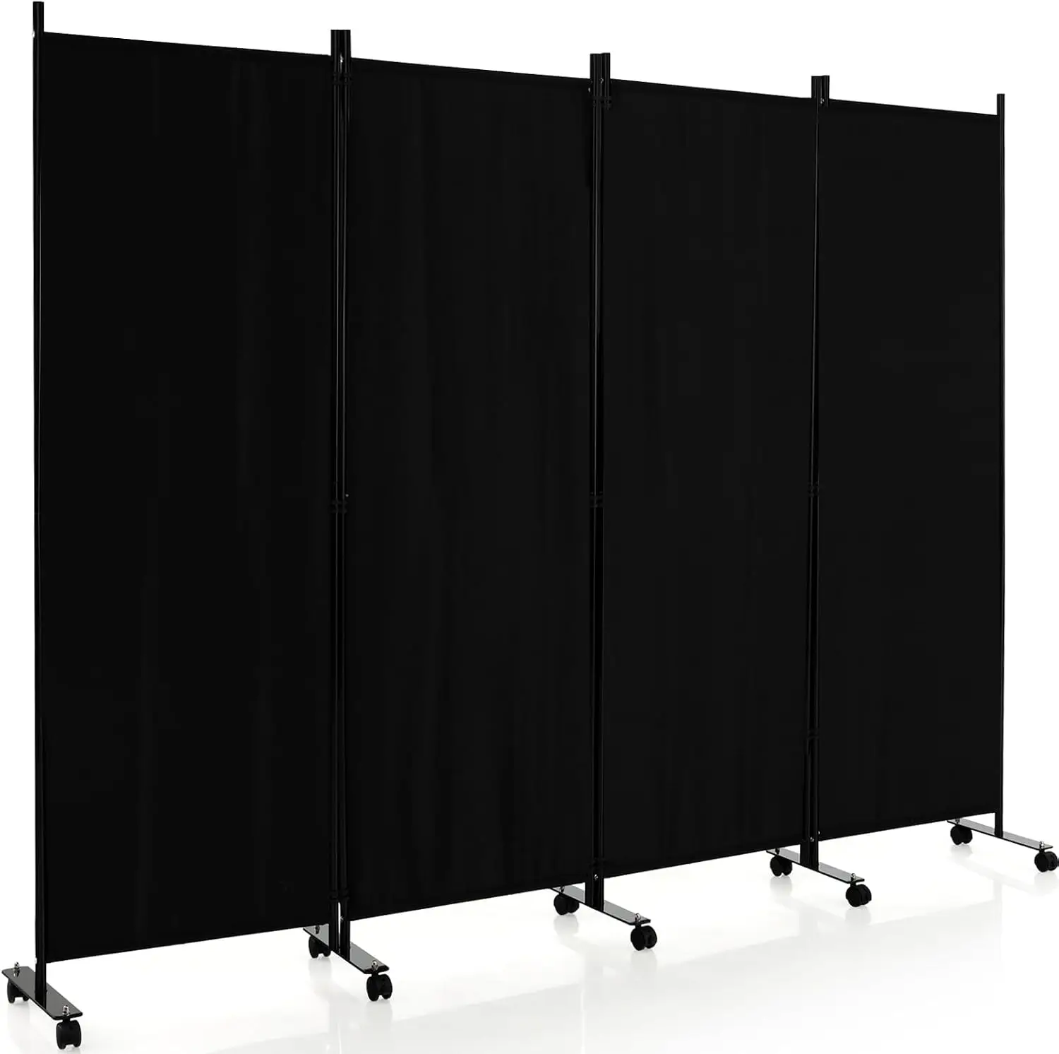4 Panel Room Divider with Lockable Wheels, 89"W x 68"H, Folding Privacy Screen for Home Office, Black
4 Panel Room Divider with Lockable Wheels, 89"W x 68"H, Folding Privacy Screen for Home Office, Black
