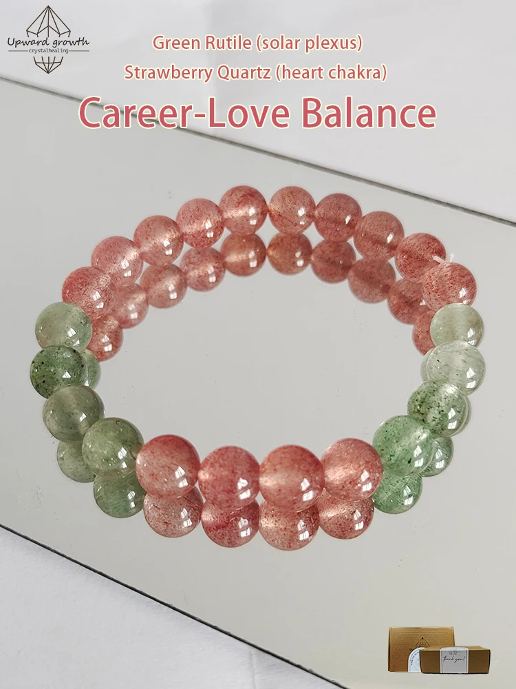 UGCRYSTAL 8mm Natural Crystal Green Strawberry Quartz + Strawberry Quartz Elastic Bracelet Chakra Wealth Love Energy Jewelry
UGCRYSTAL 8mm Natural Crystal Green Strawberry Quartz + Strawberry Quartz Elastic Bracelet Chakra Wealth Love Energy Jewelry