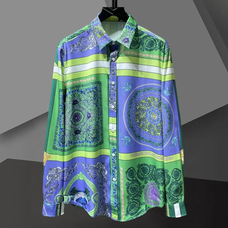 Spring Personalized Retro Printed Shirt For Men Spliced Color Baroque Luxury Shirt Fashion Long Sleeve Hip Hop Party Stagewear
Spring Personalized Retro Printed Shirt For Men Spliced Color Baroque Luxury Shirt Fashion Long Sleeve Hip Hop Party Stagewear
