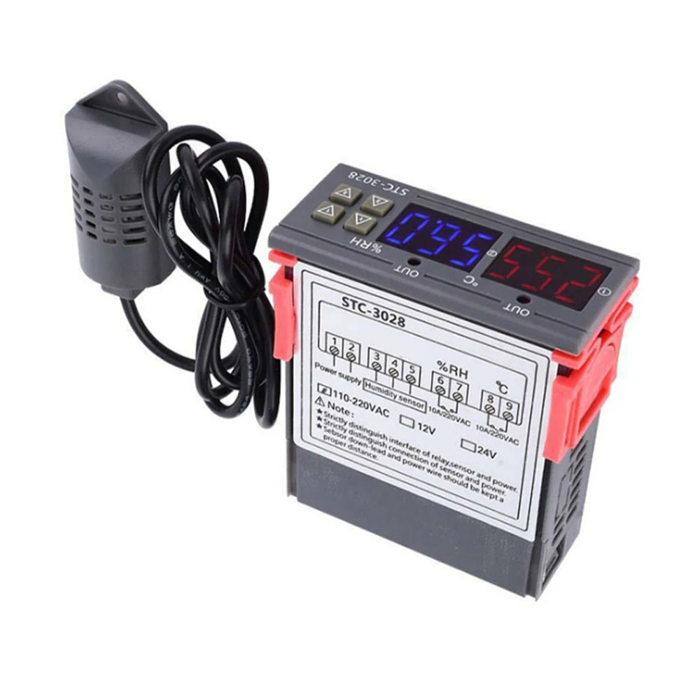 STC-3028 Dual Digital Thermostat Temperature Humidity Controller Thermometer Hygrometer Incubator Controller
STC-3028 Dual Digital Thermostat Temperature Humidity Controller Thermometer Hygrometer Incubator Controller
