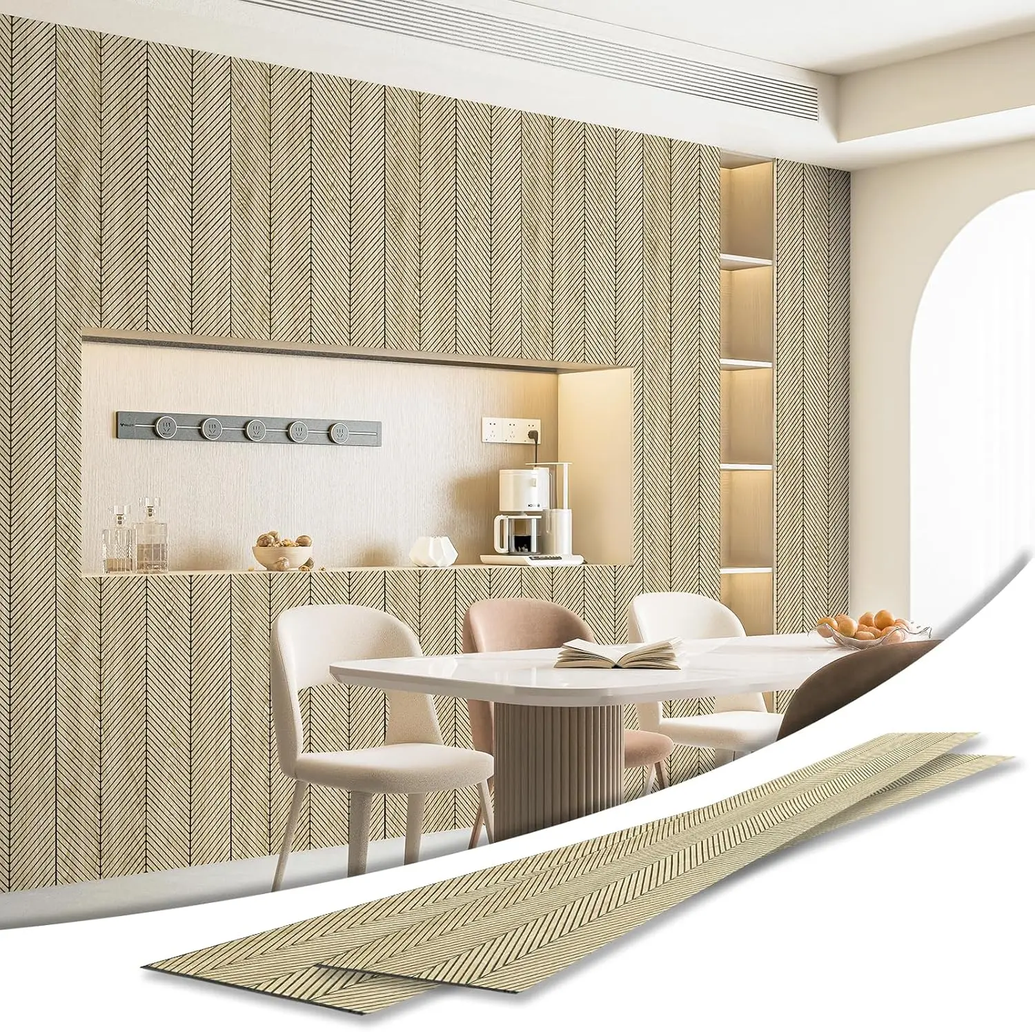 Glue-On Herringbone Wainscoting Panels for Wall Decor - 4 Pack 104x12 Inch Polystyrene Slim Slat Panels for Living Room Bedroom
Glue-On Herringbone Wainscoting Panels for Wall Decor - 4 Pack 104x12 Inch Polystyrene Slim Slat Panels for Living Room Bedroom