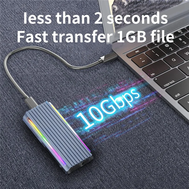 Корпус SSD M.2 Nvme NGFF USB 3.1 Type-C 10 Гбит/с SATA HDD Box 2230/2242/2260RGB LED Dual Protocol M2 SSD Enclosure Box
Корпус SSD M.2 Nvme NGFF USB 3.1 Type-C 10 Гбит/с SATA HDD Box 2230/2242/2260RGB LED Dual Protocol M2 SSD Enclosure Box