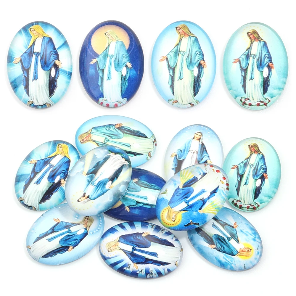 10Pcs Oval Holy Mother Pattern Glass Cabochon Beads Loose Flatback Glass Cameo for DIY Jewelry Making Necklace Pendant Findings 
10Pcs Oval Holy Mother Pattern Glass Cabochon Beads Loose Flatback Glass Cameo for DIY Jewelry Making Necklace Pendant Findings