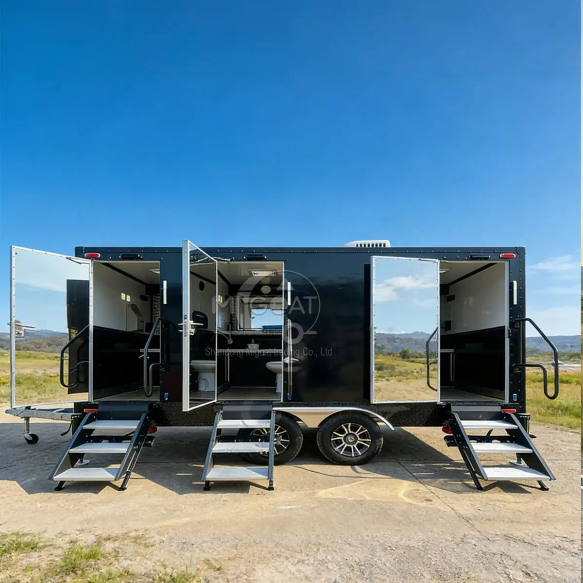 Luxury Multi-Stall Portable Restroom Trailer, Outdoor Event & Emergency Portable Toilet with Sink and Urinal
Luxury Multi-Stall Portable Restroom Trailer, Outdoor Event & Emergency Portable Toilet with Sink and Urinal
