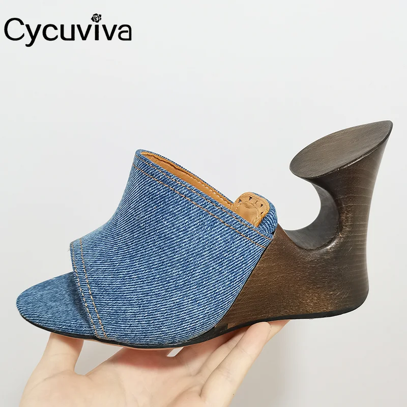 Summer Wooden Strange Heel Slides Real Leather Women Slippers Squine High Heel Party Shoes For Women 2023 New Modern Sandals
Summer Wooden Strange Heel Slides Real Leather Women Slippers Squine High Heel Party Shoes For Women 2023 New Modern Sandals