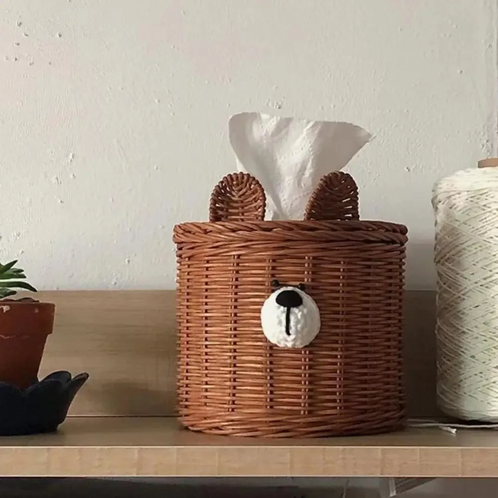 Handmade Rattan Weave Tissue Box Cute Little Bear Tissue Case Desktop Napkin Holder Roll Tissue Case A Living Room Decorations
Handmade Rattan Weave Tissue Box Cute Little Bear Tissue Case Desktop Napkin Holder Roll Tissue Case A Living Room Decorations