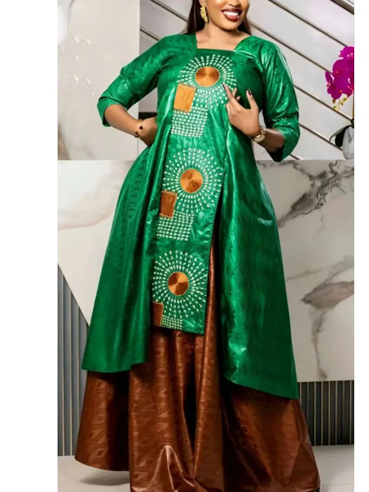 Plus Size Two-piece set Bazin Riche Women Dress Embroidered Dashiki Boubou Abaya Muslim Kaftan Maxi Gown Wedding Evening Party
Plus Size Two-piece set Bazin Riche Women Dress Embroidered Dashiki Boubou Abaya Muslim Kaftan Maxi Gown Wedding Evening Party