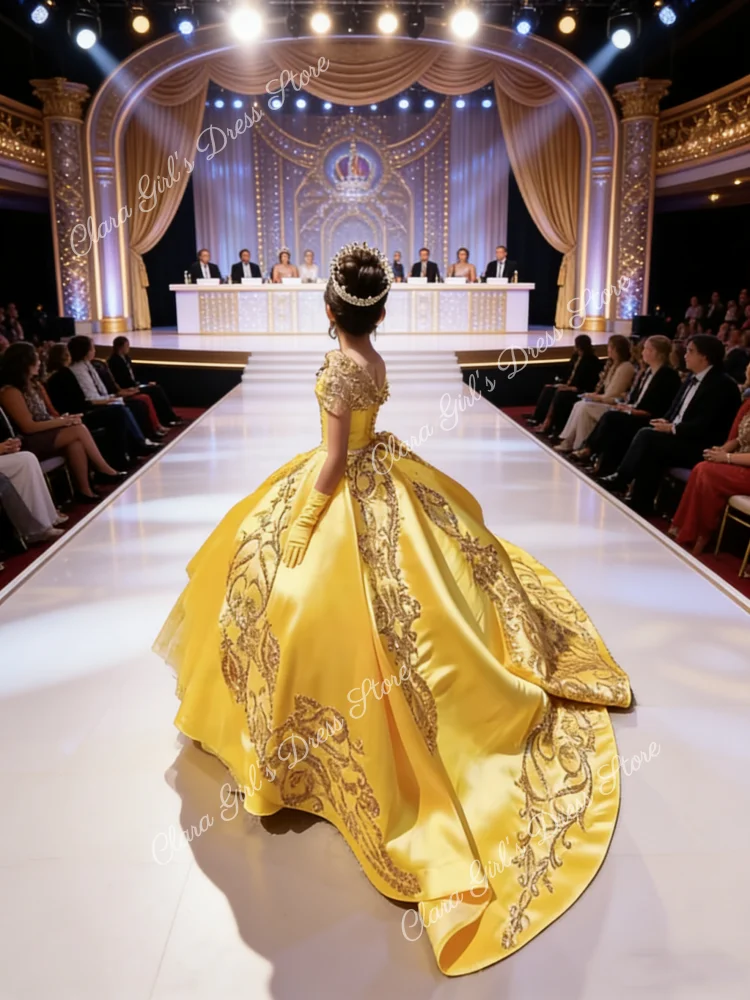 Gorgeous Yellow Satin Flower Girl Dress Floral Appliques Elegant Floor Length Princess Birthday Party Ball Gowns
Gorgeous Yellow Satin Flower Girl Dress Floral Appliques Elegant Floor Length Princess Birthday Party Ball Gowns