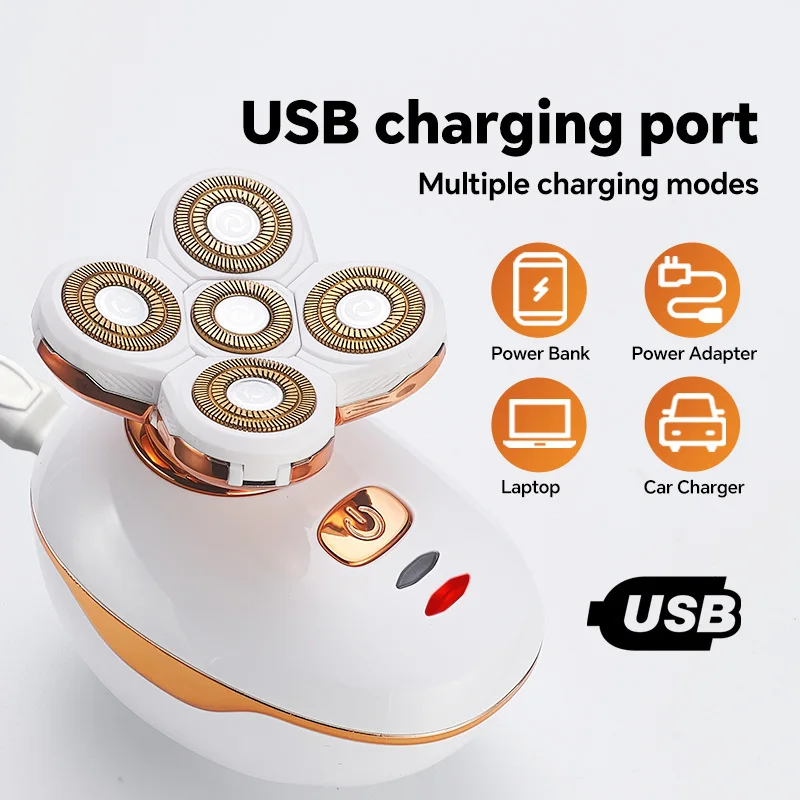USB electric shaver with 5 rotating blades, can also be used as a bald head, bald head machine tool
USB electric shaver with 5 rotating blades, can also be used as a bald head, bald head machine tool