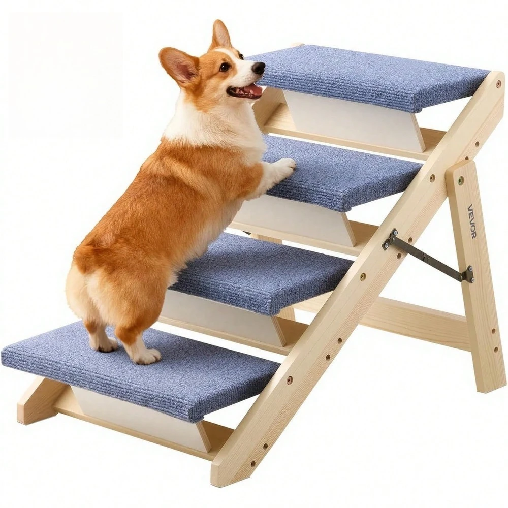 Wood Pet Stairs, 4-Step Dog Stairs For Beds, Sofa & Cars, 150lbs Load Capacity, Floded Flat Design, Stable & Sturdy Cat
Wood Pet Stairs, 4-Step Dog Stairs For Beds, Sofa & Cars, 150lbs Load Capacity, Floded Flat Design, Stable & Sturdy Cat
