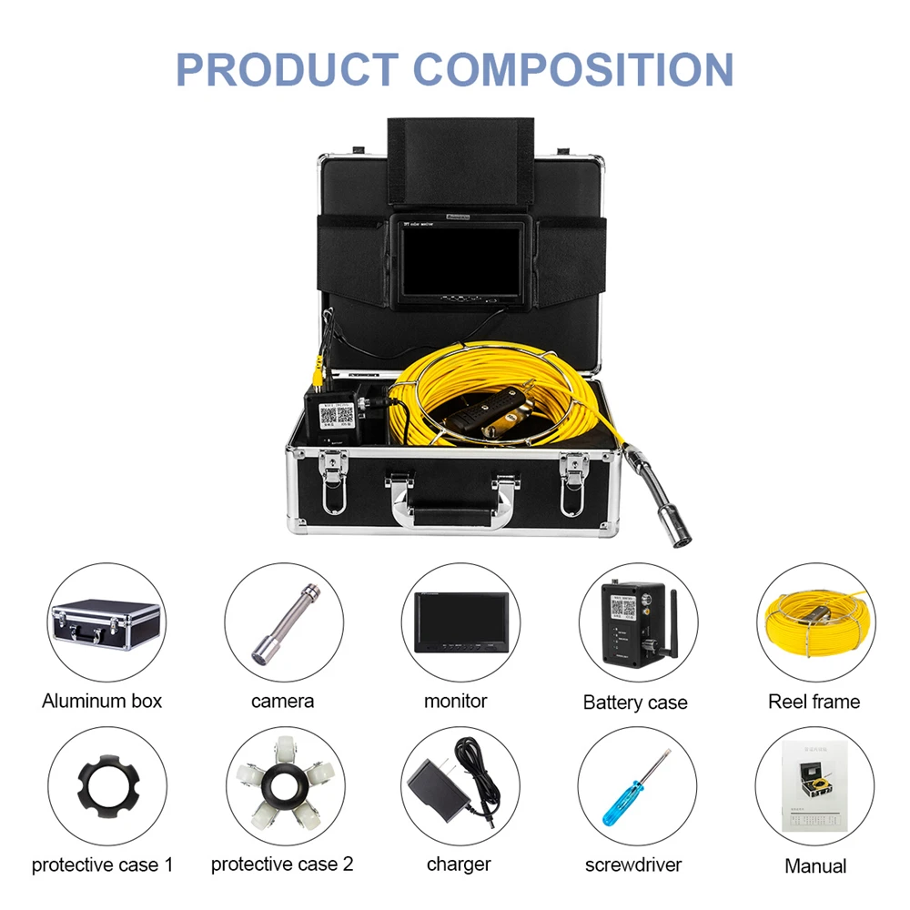 WP70A Pipe Inspection Camera 23mm Len 7 Inch Monitor Sewer Industrial Endoscope Wireless WiFi Support Android/IOS 20/50/100M
WP70A Pipe Inspection Camera 23mm Len 7 Inch Monitor Sewer Industrial Endoscope Wireless WiFi Support Android/IOS 20/50/100M