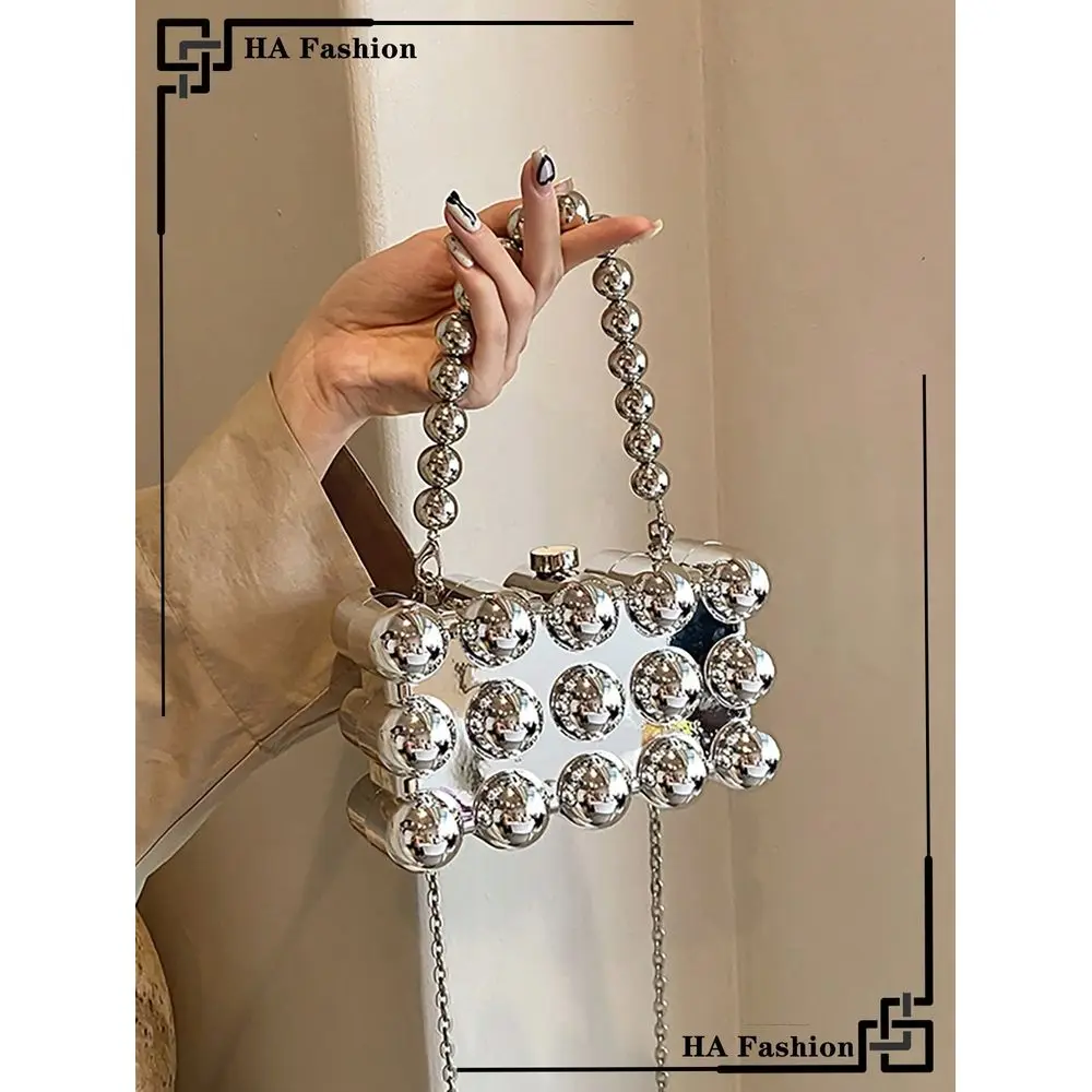 Silver Fashionable Wavy Beaded Handbag, Metal BoxShaped Clutch, Evening Bag, Cosmetic Bag And Phone Bag, Unique Chain Crossbody
Silver Fashionable Wavy Beaded Handbag, Metal BoxShaped Clutch, Evening Bag, Cosmetic Bag And Phone Bag, Unique Chain Crossbody