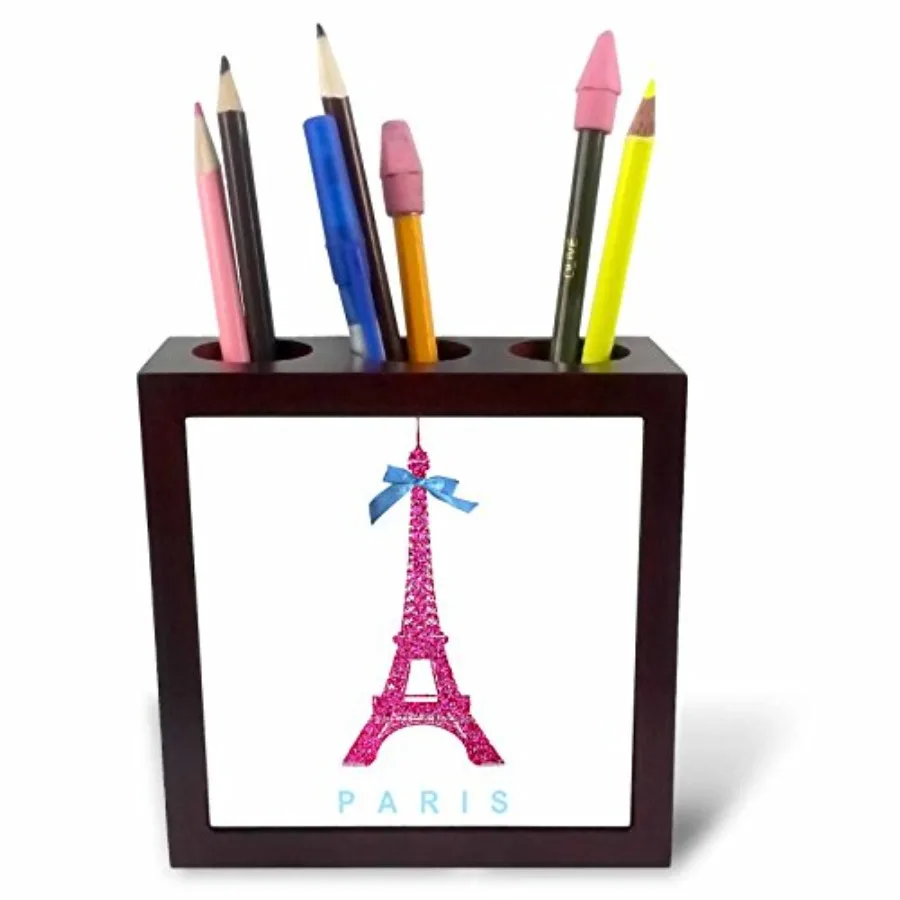 ph_112907_1 Hot Pink Eiffel Tower from Paris with Girly Blue Ribbon Bow-White Stylish Parisian France Souvenir-Tile Pen Holder,
ph_112907_1 Hot Pink Eiffel Tower from Paris with Girly Blue Ribbon Bow-White Stylish Parisian France Souvenir-Tile Pen Holder,