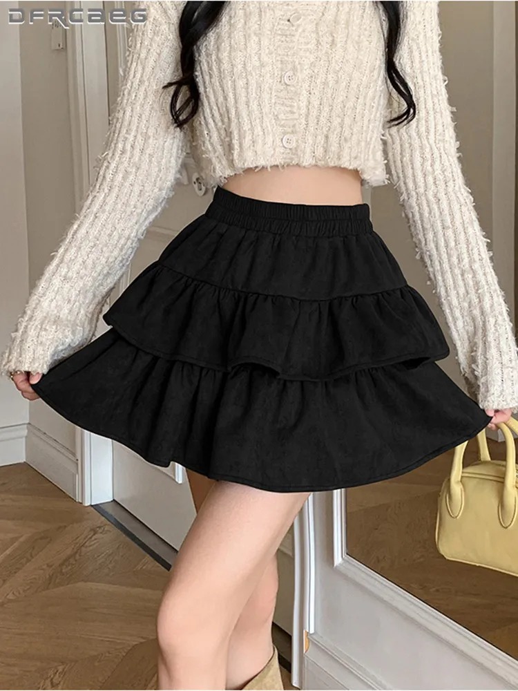 American Retro Sweet Suede Cake Skirt Woman Autumn Winter Elastic Waist Y2k Kawaii Ball Gown Casual Short Skirts Lady
American Retro Sweet Suede Cake Skirt Woman Autumn Winter Elastic Waist Y2k Kawaii Ball Gown Casual Short Skirts Lady