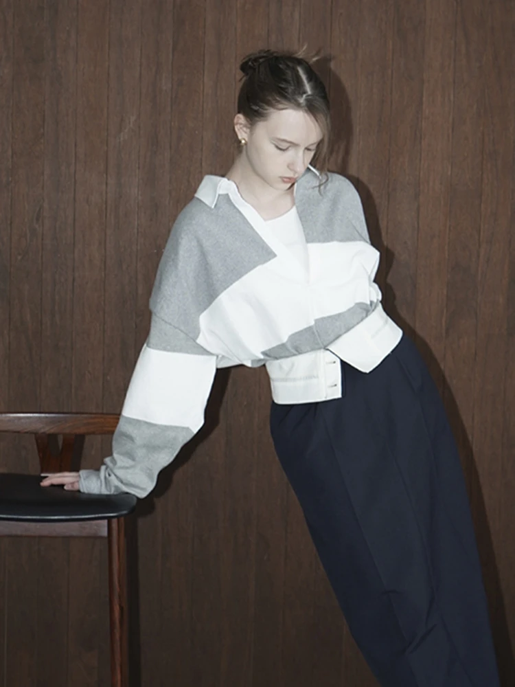 Retro Color Block Wide Stripe Sweatshirt Loose Slimming Long Sleeve Women's Shirt Autumn Winter Gray White Casual Comfortable
Retro Color Block Wide Stripe Sweatshirt Loose Slimming Long Sleeve Women's Shirt Autumn Winter Gray White Casual Comfortable