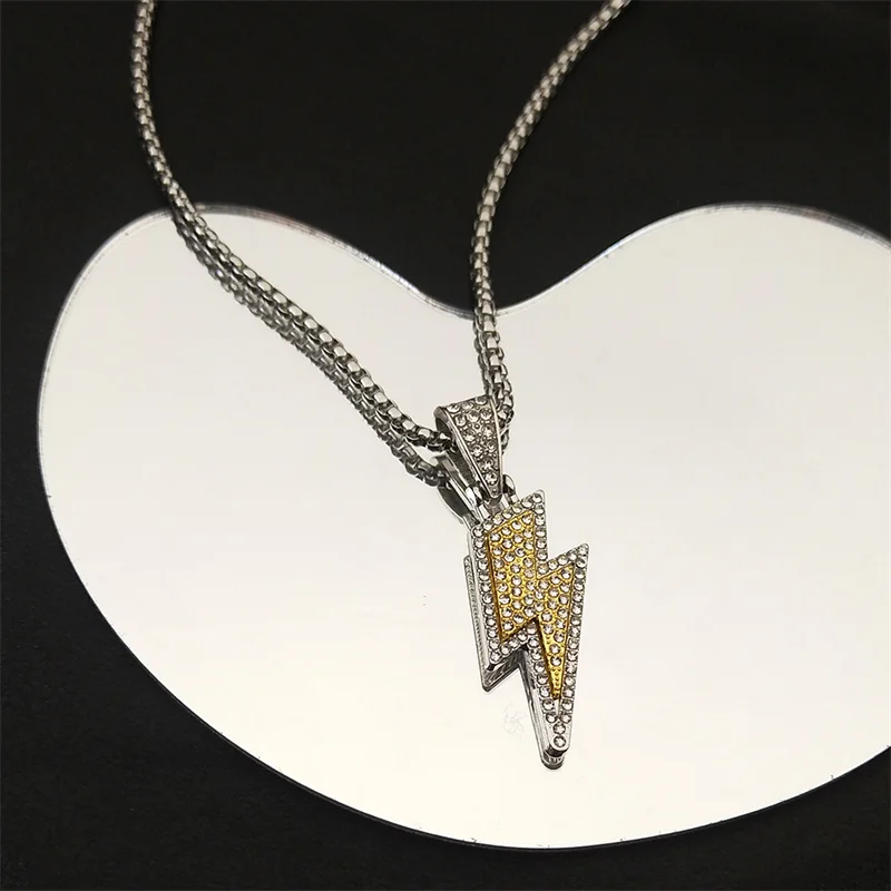 Y2K Hip Hop Rhinestone Lightning Necklace for Women Men Stainless Steel Grunge Personality Male Chain Trend Jewelry N9676-1S06
Y2K Hip Hop Rhinestone Lightning Necklace for Women Men Stainless Steel Grunge Personality Male Chain Trend Jewelry N9676-1S06