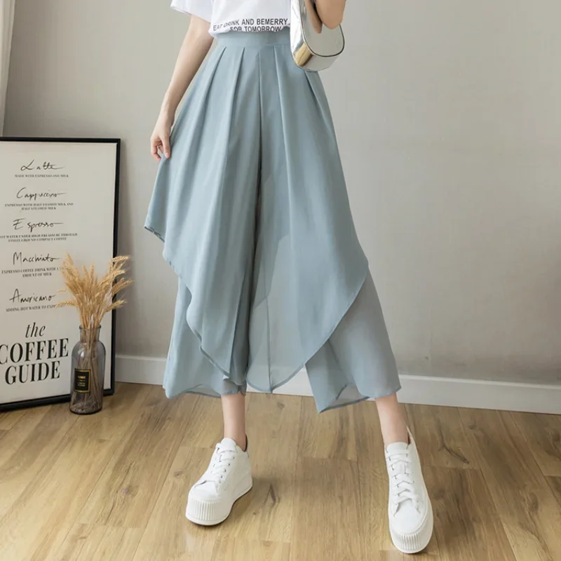 Women Casual Solid Elastic High Waist Pleated Pants 2024 Fashion Asymmetrical Chiffon Wide Leg Pant Summer Loose Skirt Trousers
Women Casual Solid Elastic High Waist Pleated Pants 2024 Fashion Asymmetrical Chiffon Wide Leg Pant Summer Loose Skirt Trousers