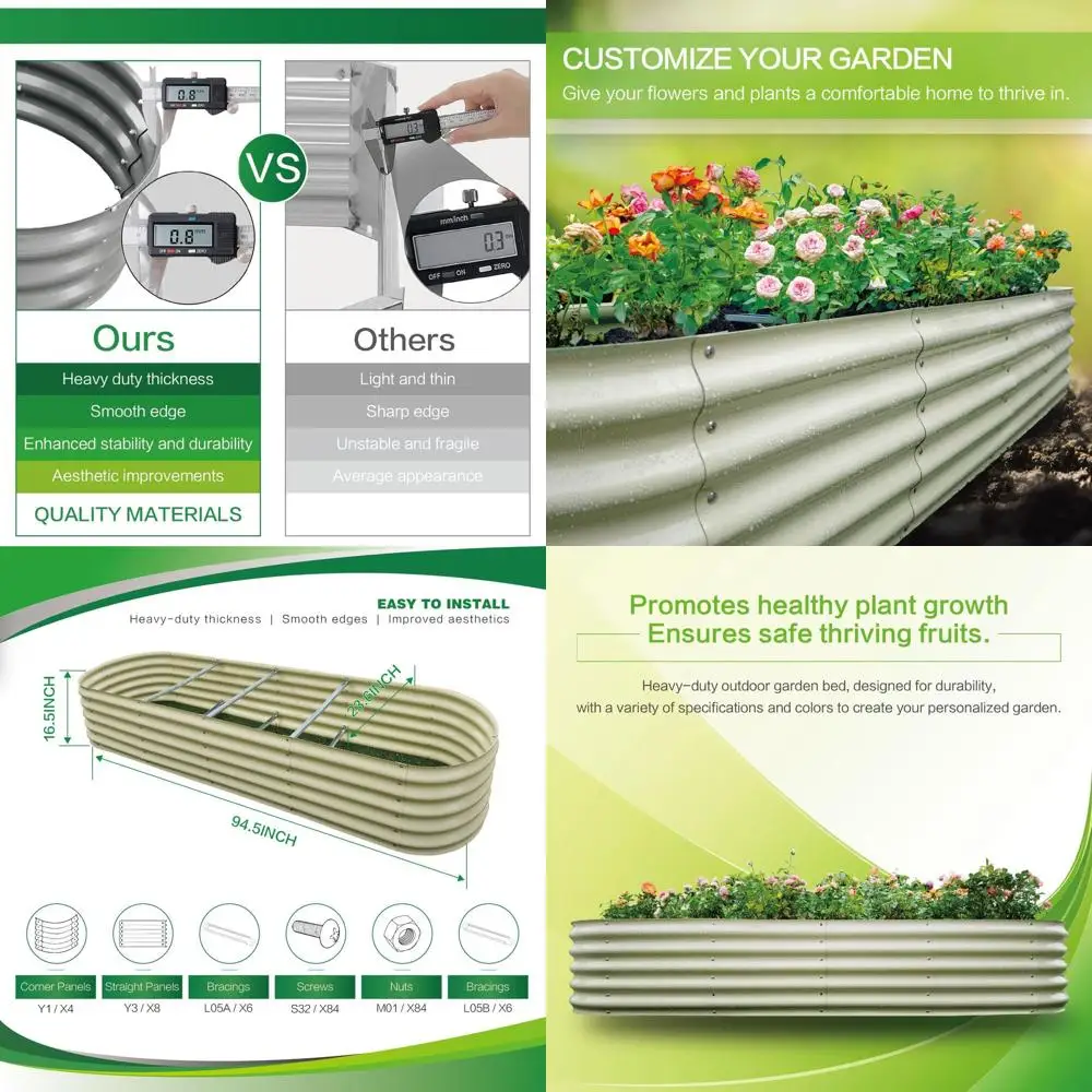 Lightweight Galvanized Raised Garden Bed, Easy Assembly, Large Outdoor Planter for Vegetables, Fruits, Flowers, Milk White 8FT
Lightweight Galvanized Raised Garden Bed, Easy Assembly, Large Outdoor Planter for Vegetables, Fruits, Flowers, Milk White 8FT