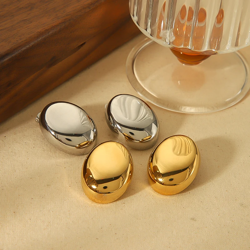Fashion 18K Gold PVD Plated Statement High Polish Smooth Oval Earrings Chunky Geometric Stainless Steel Earrings Jewelry
Fashion 18K Gold PVD Plated Statement High Polish Smooth Oval Earrings Chunky Geometric Stainless Steel Earrings Jewelry