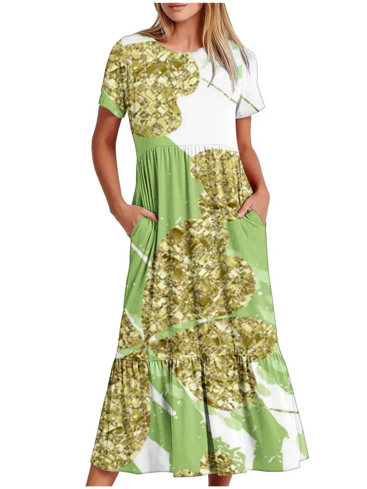 Vestidos For Female's Loose High Waist Round Neck 2024 Spring Summer Short Sleeve New Printing Casual Loose Elegant Women Dress
Vestidos For Female's Loose High Waist Round Neck 2024 Spring Summer Short Sleeve New Printing Casual Loose Elegant Women Dress