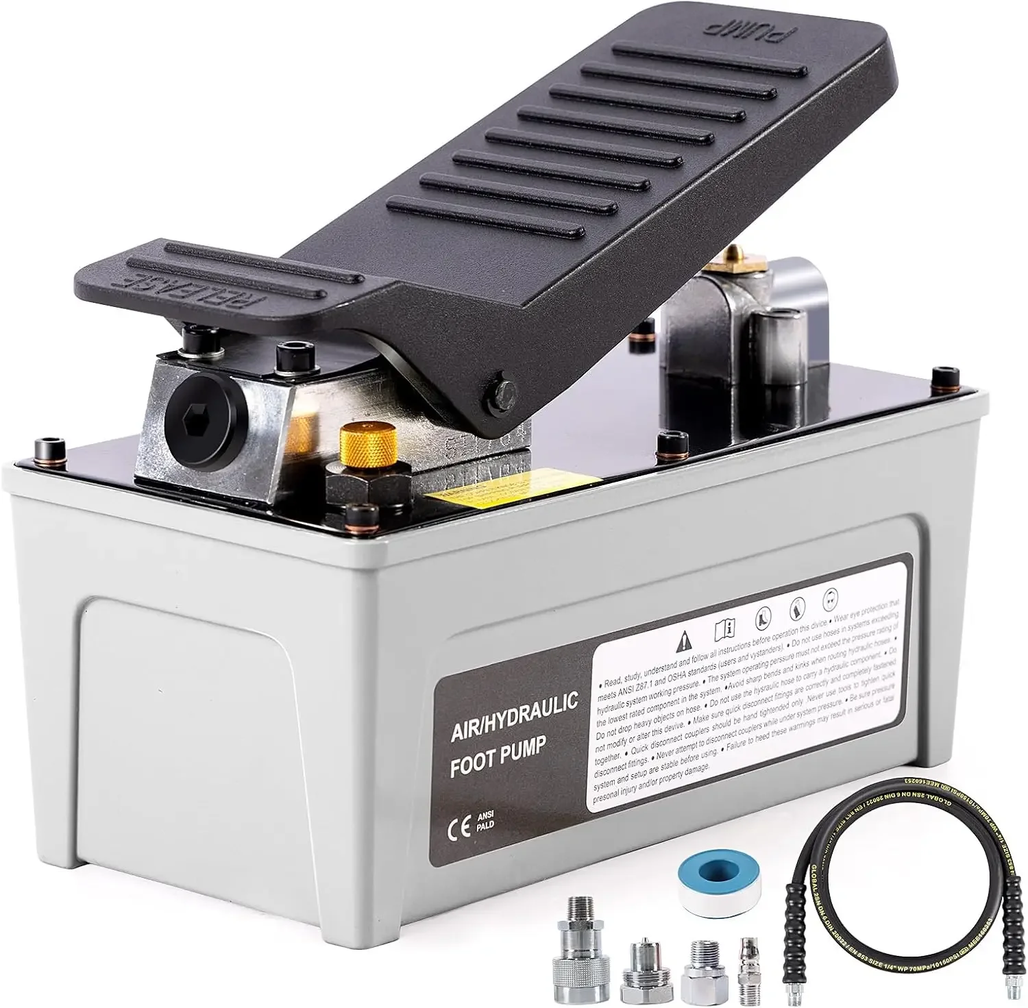 Air Hydraulic Pump, 10,000 PSI, NPT 3/8" Outlet & 1/4" Inlet, Foot Pedal Hydraulic Pumps with 6.6 ft Hose and Hydraulic Coupler,
Air Hydraulic Pump, 10,000 PSI, NPT 3/8" Outlet & 1/4" Inlet, Foot Pedal Hydraulic Pumps with 6.6 ft Hose and Hydraulic Coupler,